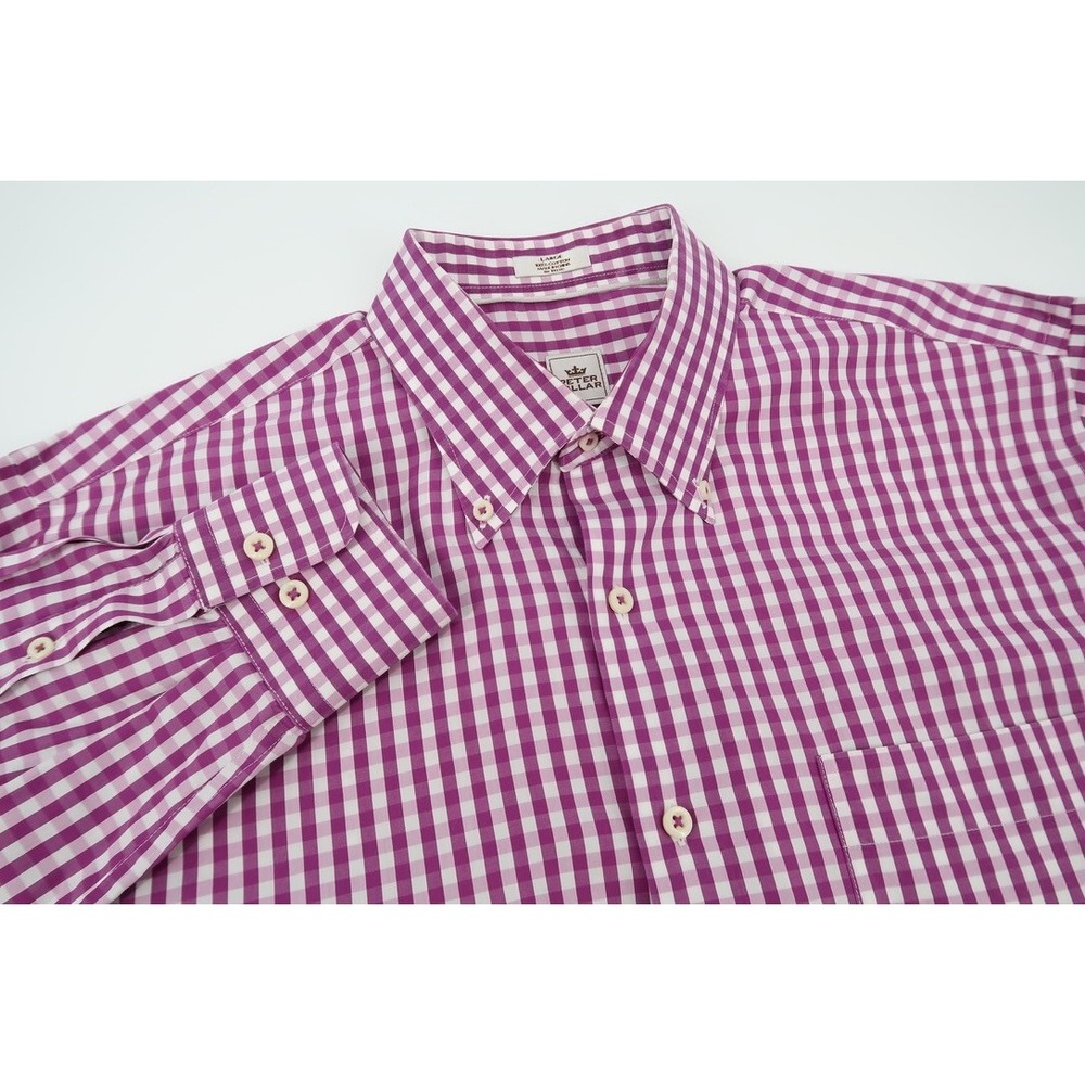Peter Millar Men's Large Purple Checks Long Sleeve Button Down‎ Sport Shirt